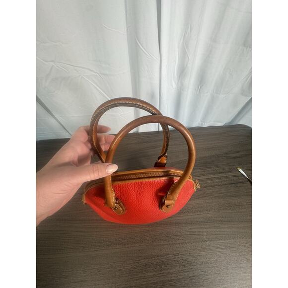 Vintage Dooney & Bourke all weather leather satchel bag. red pebbled leather - Picture 8 of 16